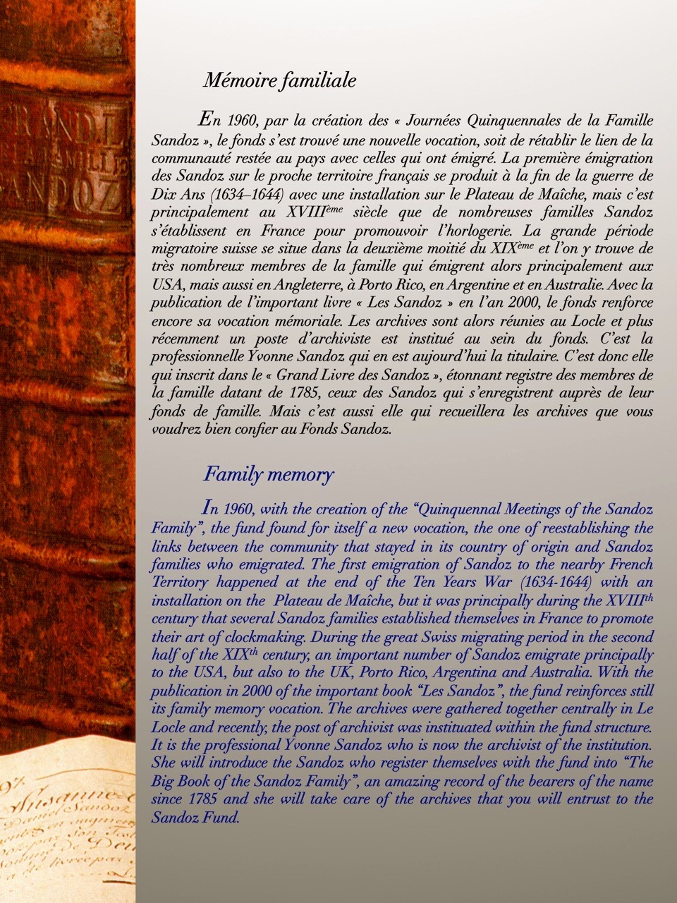 Livre fonds sandoz